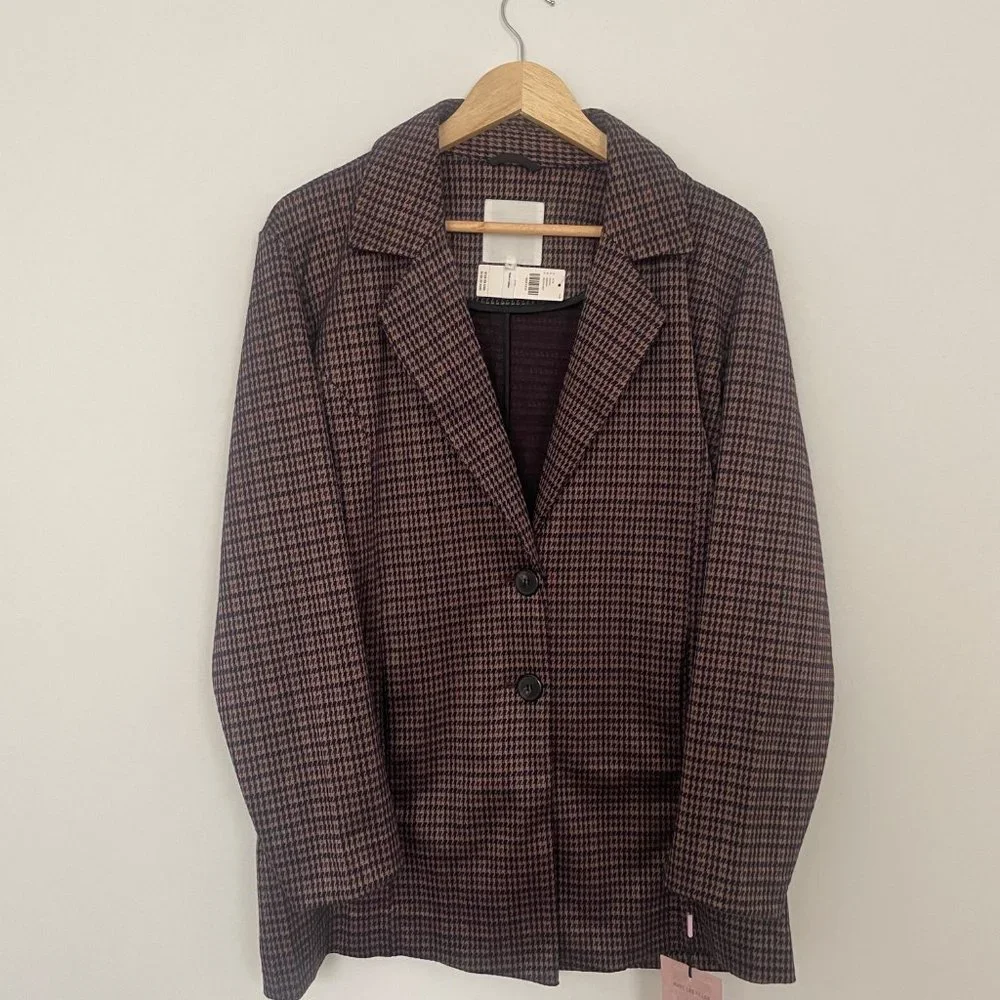 NEW Avec Les Filles Longline Plaid Blazer Anthropologie - Picture 3 of 6